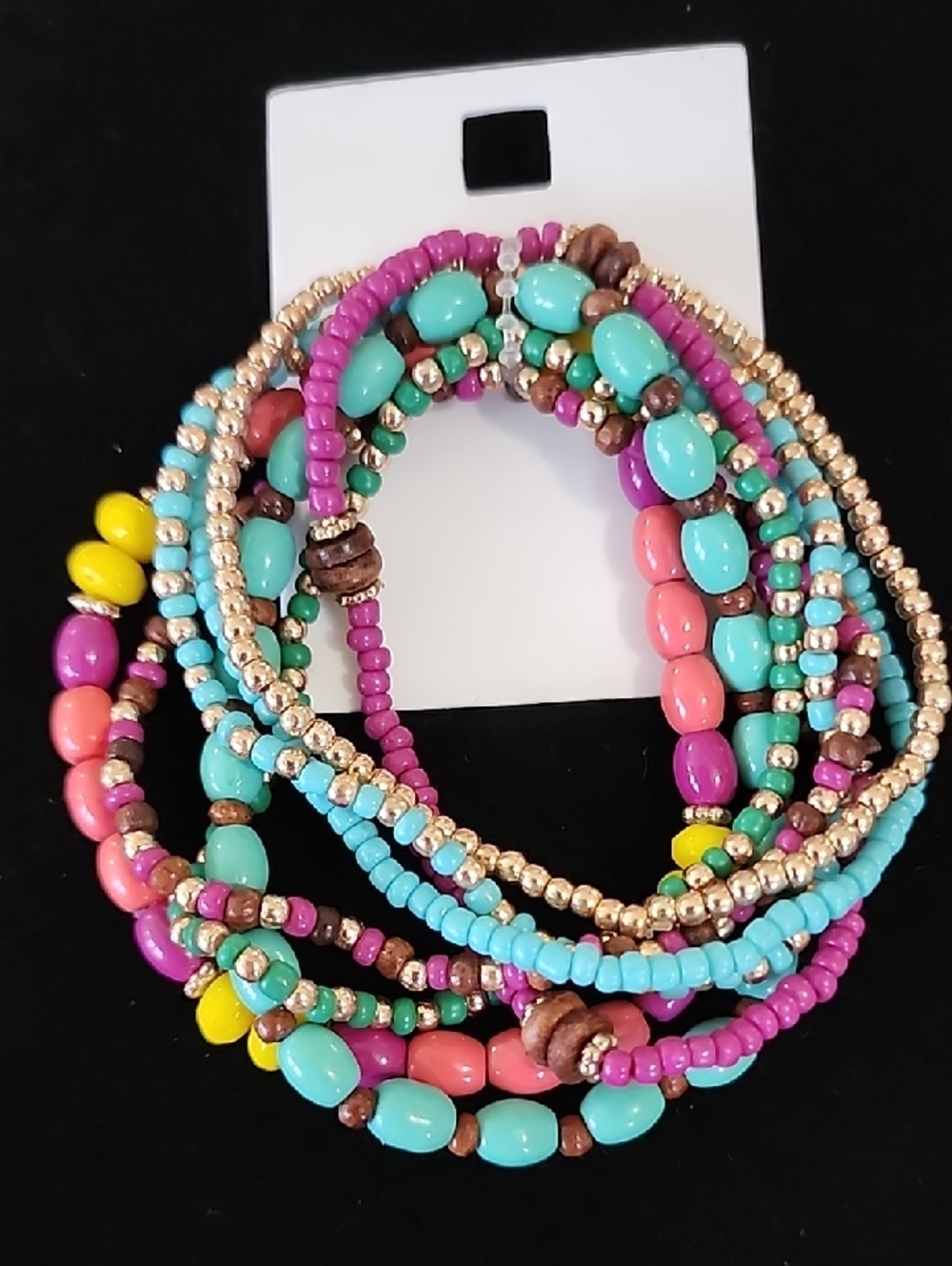 Colorful Beaded Multi-Strand Bracelet - Women Jewelry Stretch